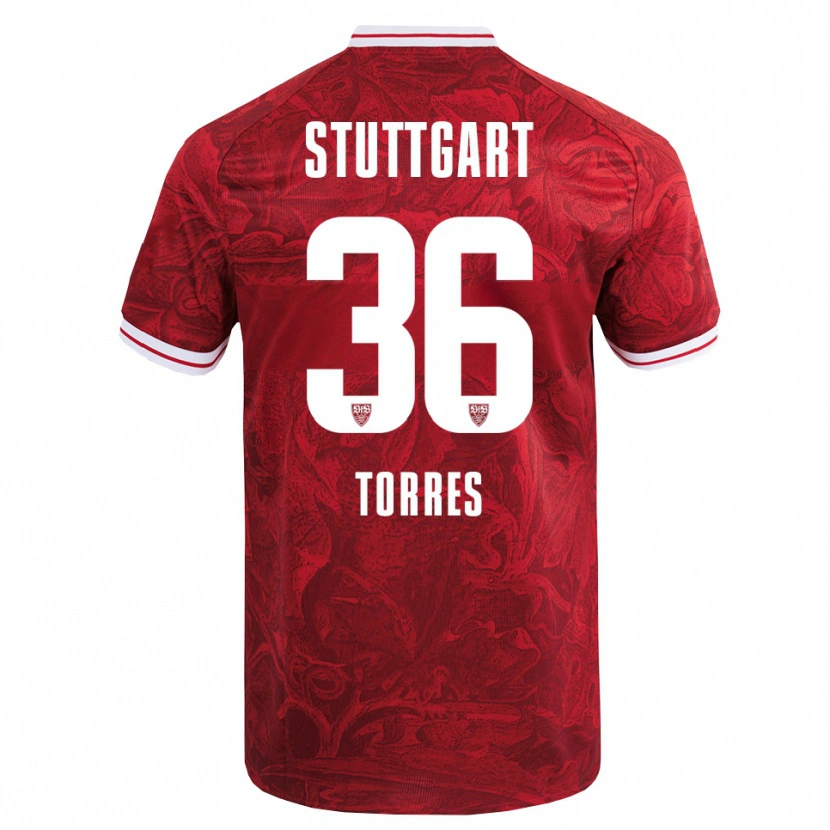 Danxen Niño Camiseta Yohann Torres #36 Rojo Negro 2ª Equipación 2025/26 La Camisa