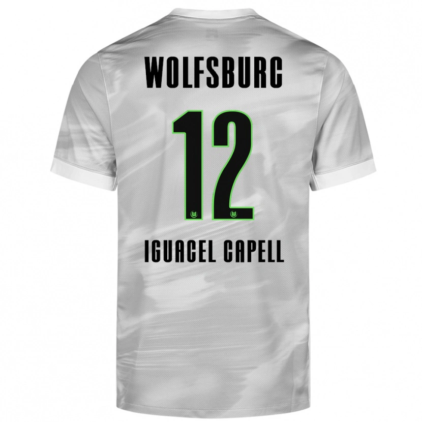 Danxen Niño Camiseta Diego Iguacel Capell #12 Gris Blanco 2ª Equipación 2025/26 La Camisa