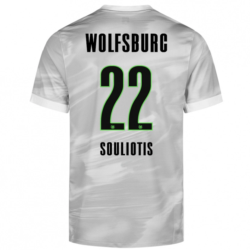 Danxen Niño Camiseta Spyridon Souliotis #22 Gris Blanco 2ª Equipación 2025/26 La Camisa