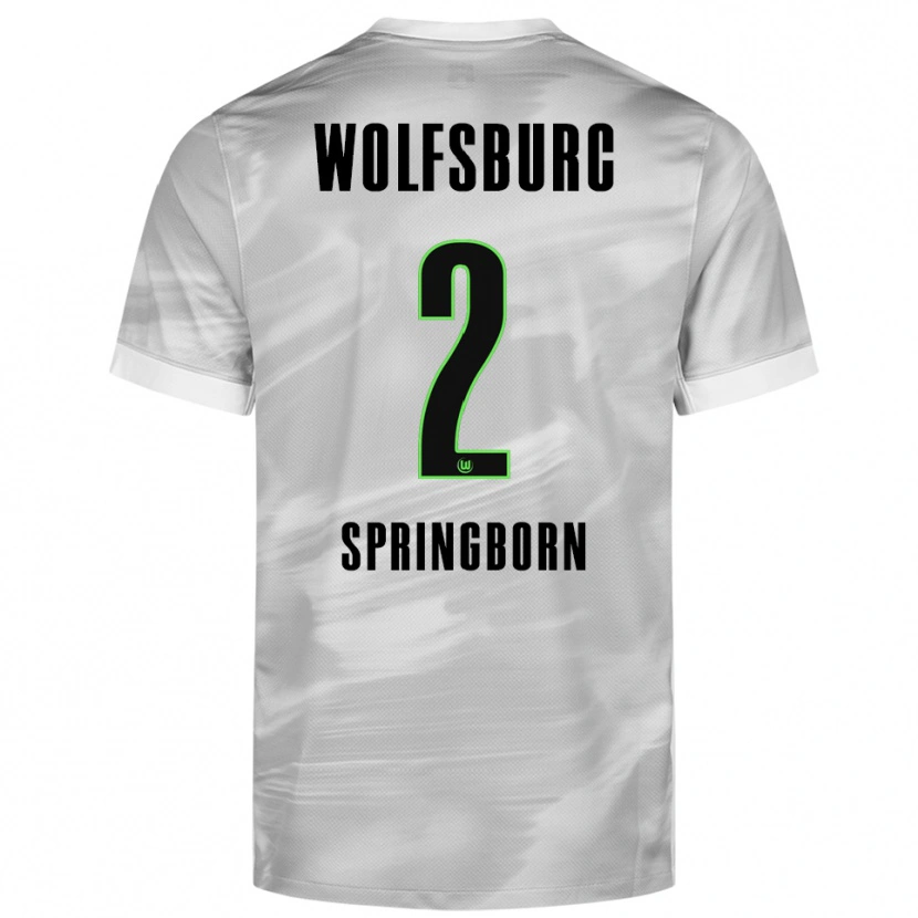 Danxen Niño Camiseta Noah Springborn #2 Gris Blanco 2ª Equipación 2025/26 La Camisa