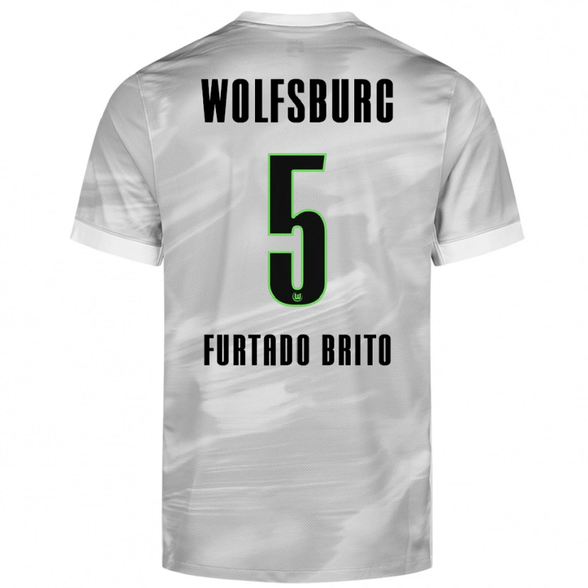 Danxen Niño Camiseta Dinaylo Furtado Brito #5 Gris Blanco 2ª Equipación 2025/26 La Camisa
