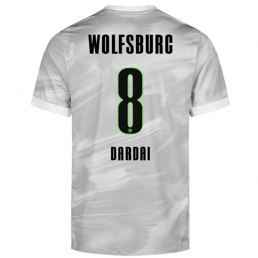 Danxen Niño Camiseta Bence Dárdai #8 Gris Blanco 2ª Equipación 2025/26 La Camisa