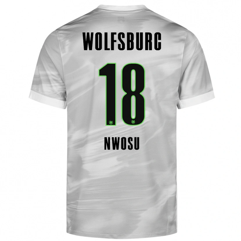 Danxen Niño Camiseta Lewis Nwosu #18 Gris Blanco 2ª Equipación 2025/26 La Camisa