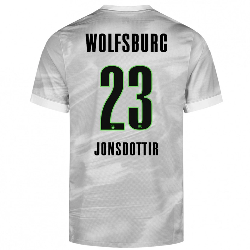 Danxen Niño Camiseta Sveindís Jane Jónsdóttir #23 Gris Blanco 2ª Equipación 2025/26 La Camisa