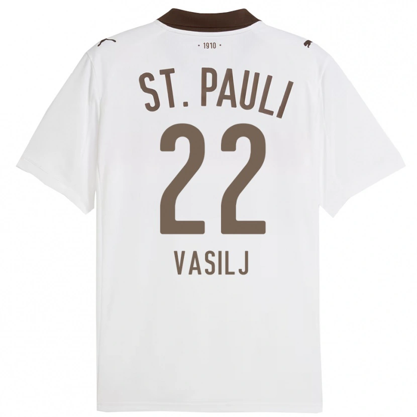 Danxen Niño Camiseta Nikola Vasilj #22 Blanco Rojo 2ª Equipación 2025/26 La Camisa