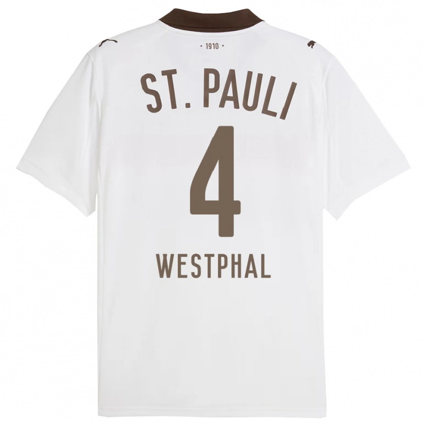 Danxen Niño Camiseta Jannik Westphal #4 Blanco Rojo 2ª Equipación 2025/26 La Camisa
