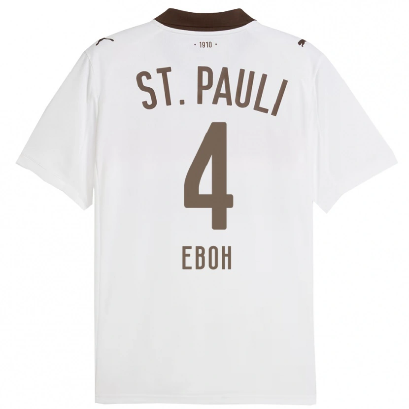 Danxen Niño Camiseta Emmanuel Eboh #4 Blanco Rojo 2ª Equipación 2025/26 La Camisa