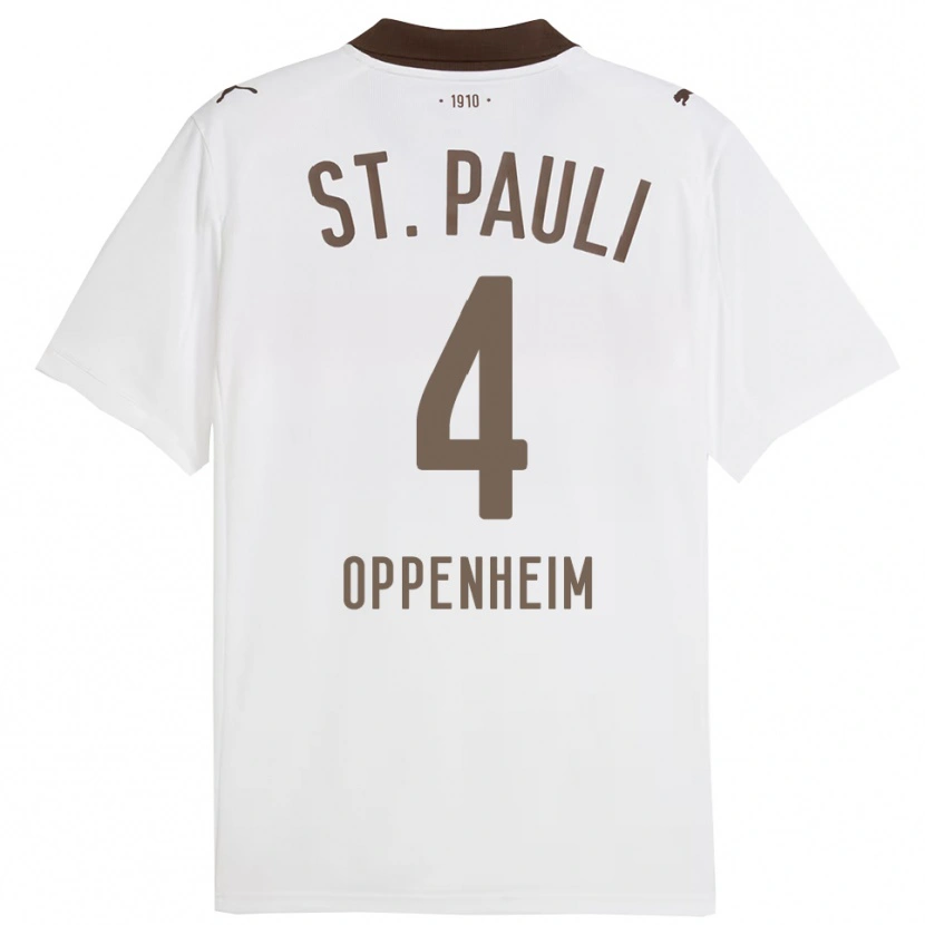 Danxen Niño Camiseta Merle Oppenheim #4 Blanco Rojo 2ª Equipación 2025/26 La Camisa