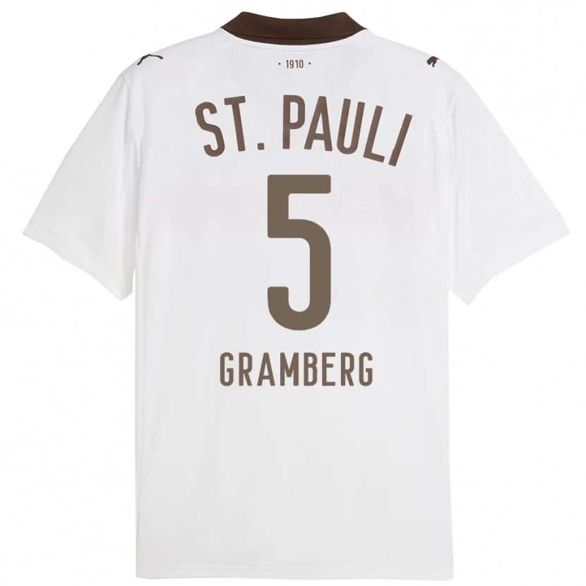Danxen Niño Camiseta Jamel Gramberg #5 Blanco Rojo 2ª Equipación 2025/26 La Camisa
