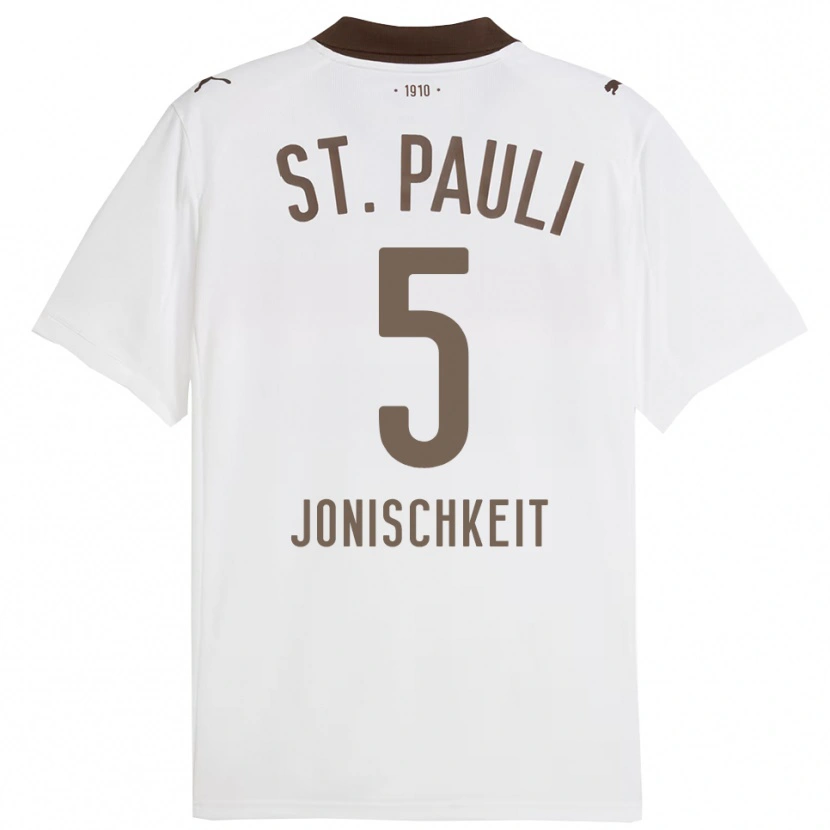 Danxen Niño Camiseta Jamal Jonischkeit #5 Blanco Rojo 2ª Equipación 2025/26 La Camisa