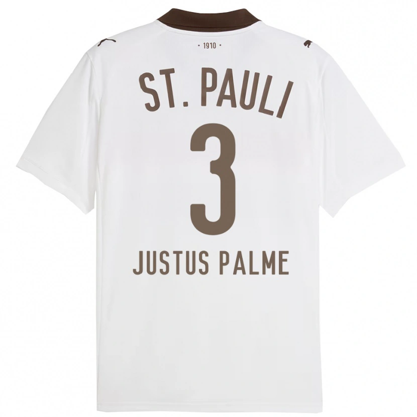 Danxen Niño Camiseta Johannes Justus Palme #3 Blanco Rojo 2ª Equipación 2025/26 La Camisa