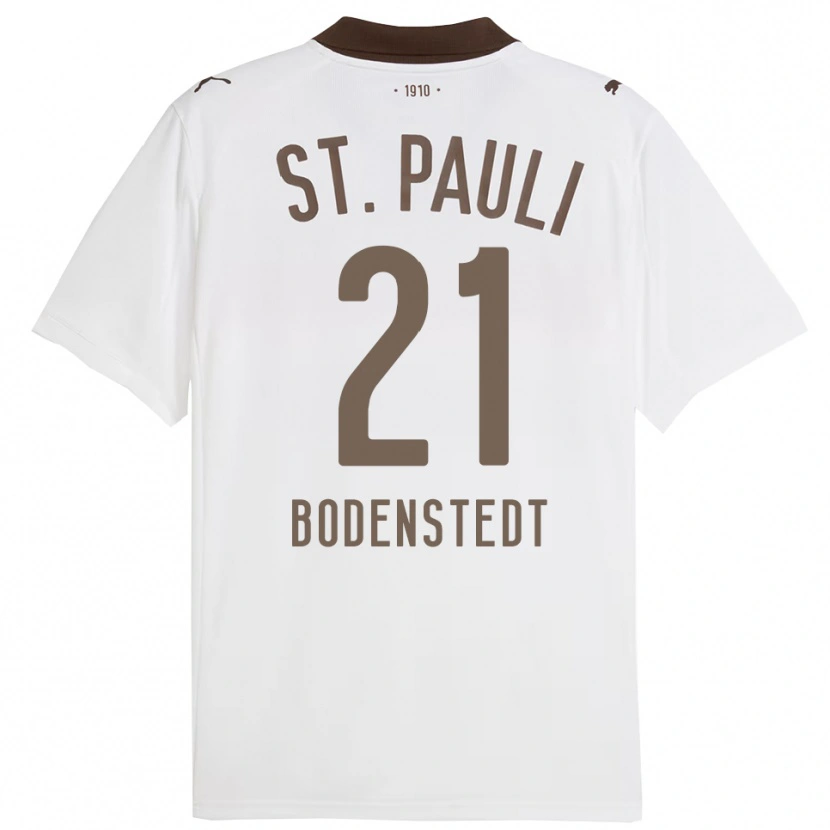 Danxen Niño Camiseta Paula Bodenstedt #21 Blanco Rojo 2ª Equipación 2025/26 La Camisa