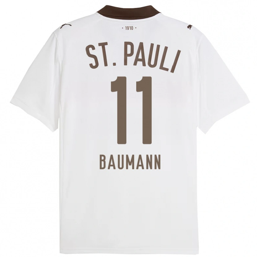 Danxen Niño Camiseta Malte Baumann #11 Blanco Rojo 2ª Equipación 2025/26 La Camisa