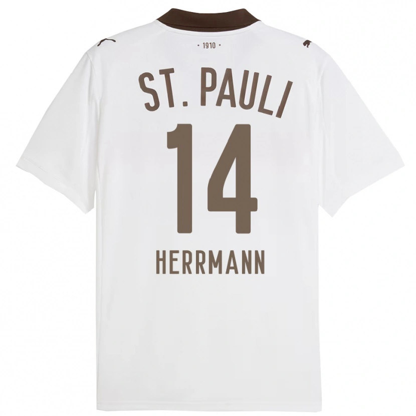 Danxen Niño Camiseta Mats Herrmann #14 Blanco Rojo 2ª Equipación 2025/26 La Camisa