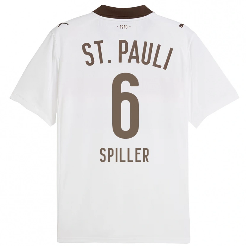 Danxen Niño Camiseta Nele Spiller #6 Blanco Rojo 2ª Equipación 2025/26 La Camisa