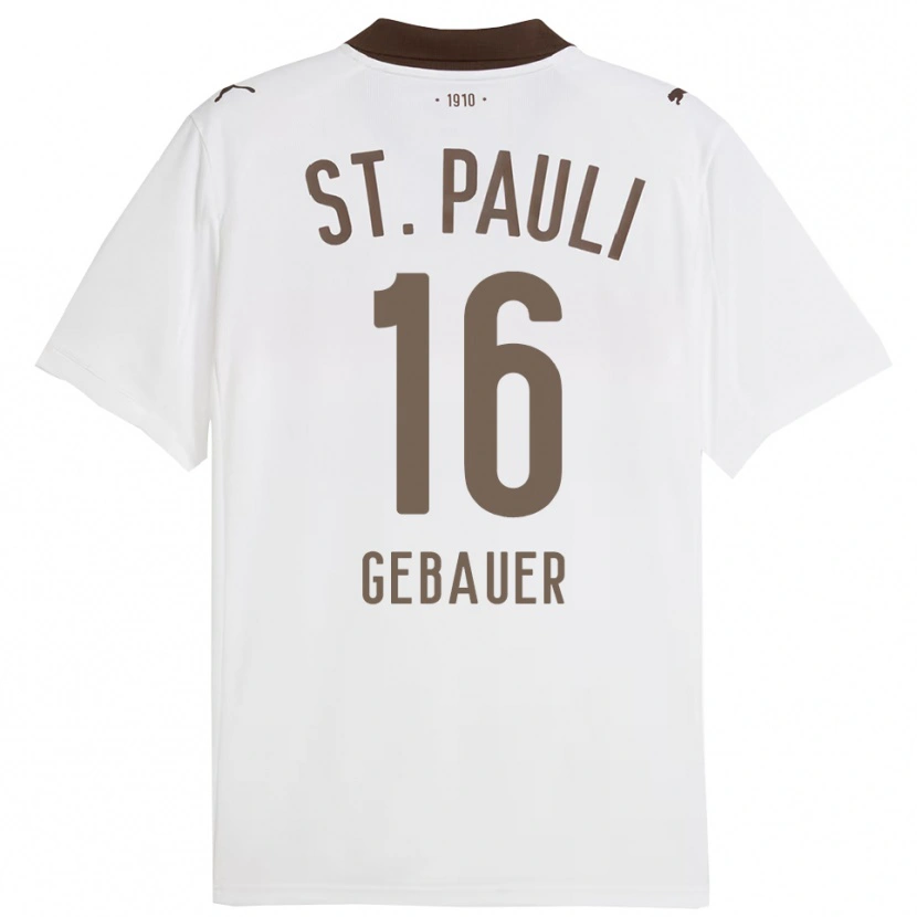 Danxen Niño Camiseta Florian Gebauer #16 Blanco Rojo 2ª Equipación 2025/26 La Camisa