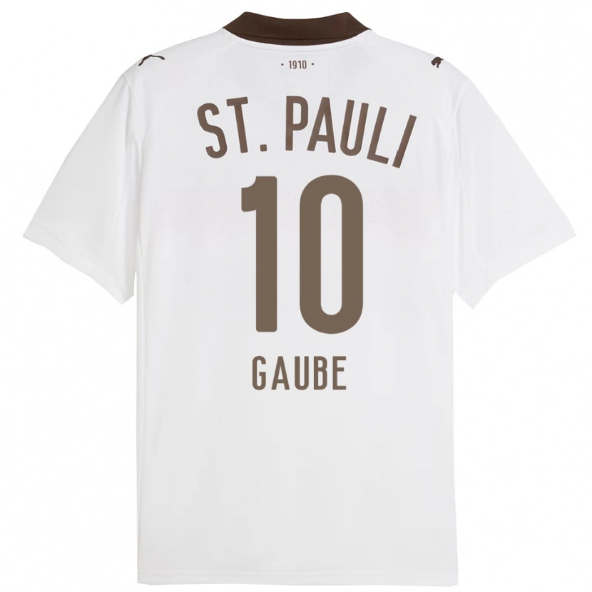 Danxen Niño Camiseta Bastian Gaube #10 Blanco Rojo 2ª Equipación 2025/26 La Camisa