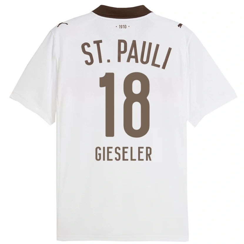 Danxen Niño Camiseta Madeline Gieseler #18 Blanco Rojo 2ª Equipación 2025/26 La Camisa