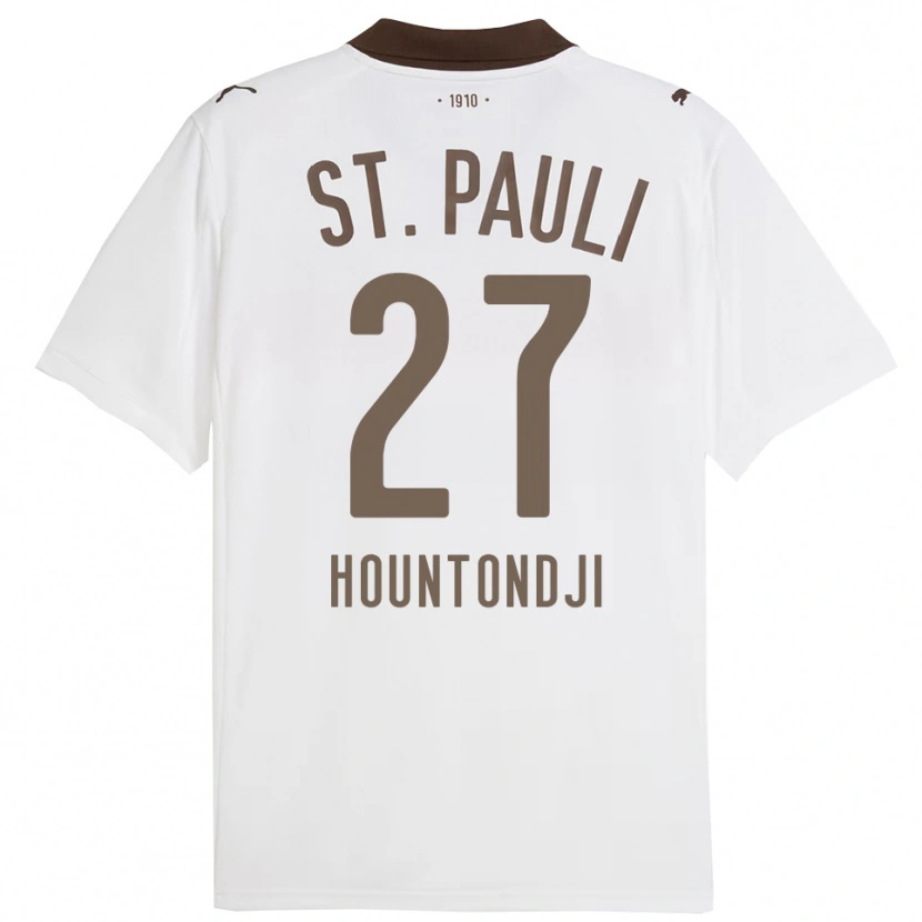 Danxen Niño Camiseta Andréas Hountondji #27 Blanco Rojo 2ª Equipación 2025/26 La Camisa