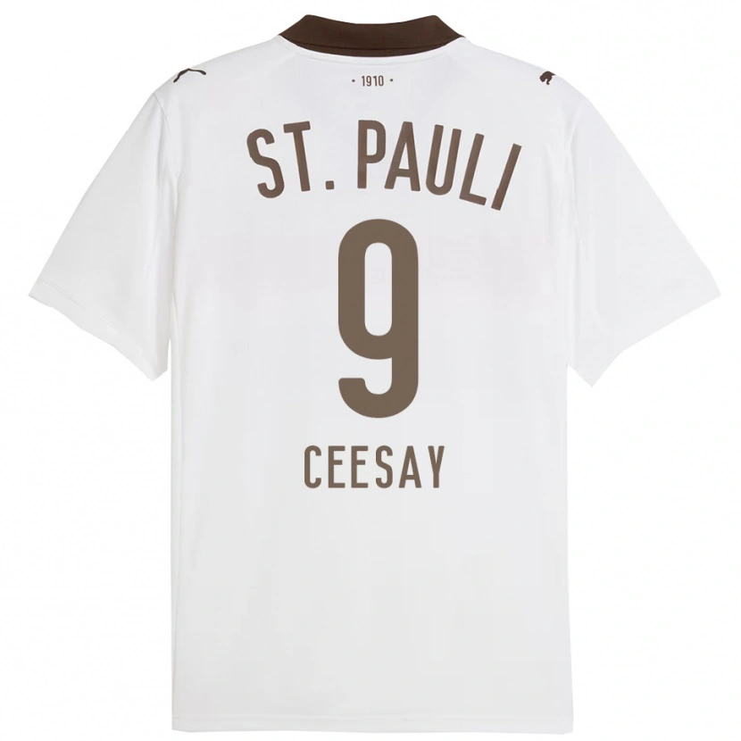 Danxen Niño Camiseta Abdoulie Ceesay #9 Blanco Rojo 2ª Equipación 2025/26 La Camisa