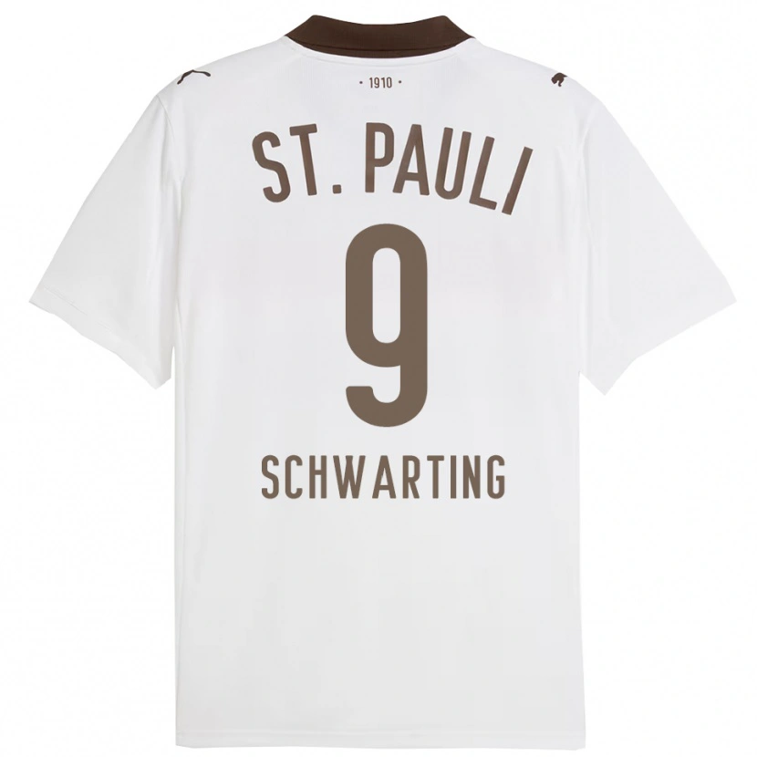 Danxen Niño Camiseta Dominik Schwarting #9 Blanco Rojo 2ª Equipación 2025/26 La Camisa