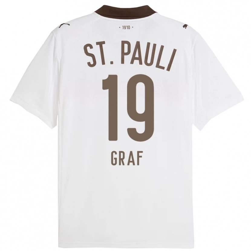 Danxen Niño Camiseta Alexander Graf #19 Blanco Rojo 2ª Equipación 2025/26 La Camisa