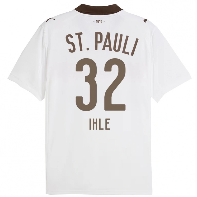 Danxen Niño Camiseta Friederike Ihle #32 Blanco Rojo 2ª Equipación 2025/26 La Camisa