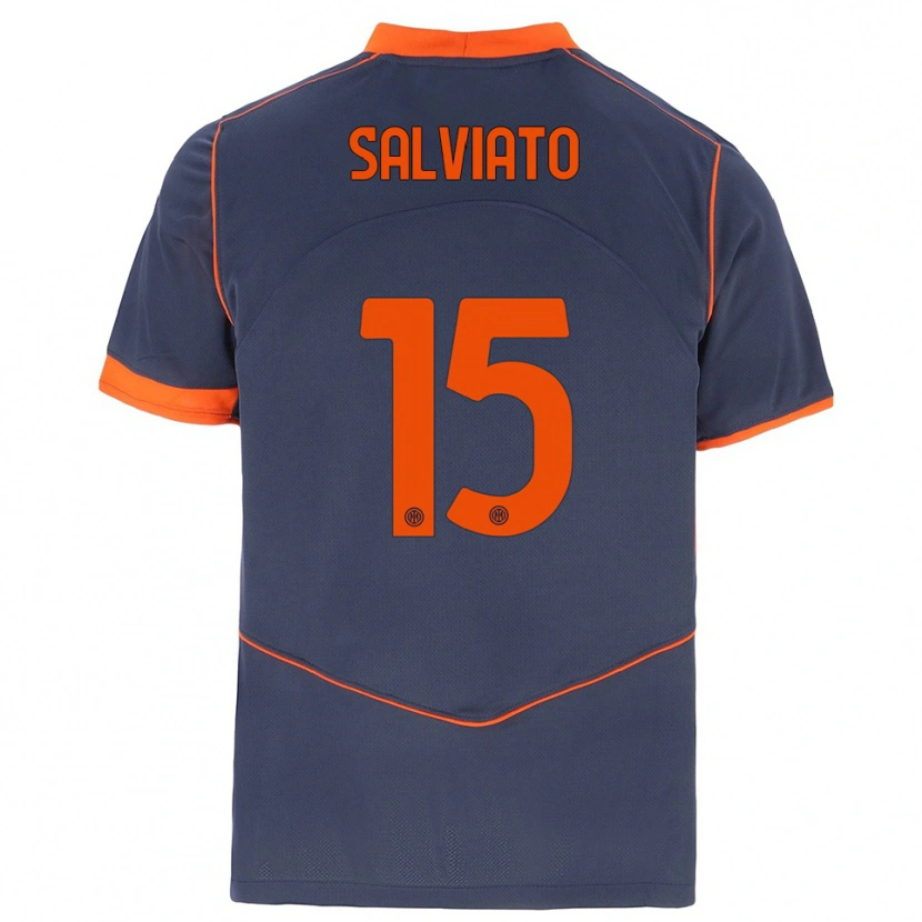 Danxen Niño Camiseta Gabriel Salviato #15 Gris Naranja Equipación Tercera 2025/26 La Camisa