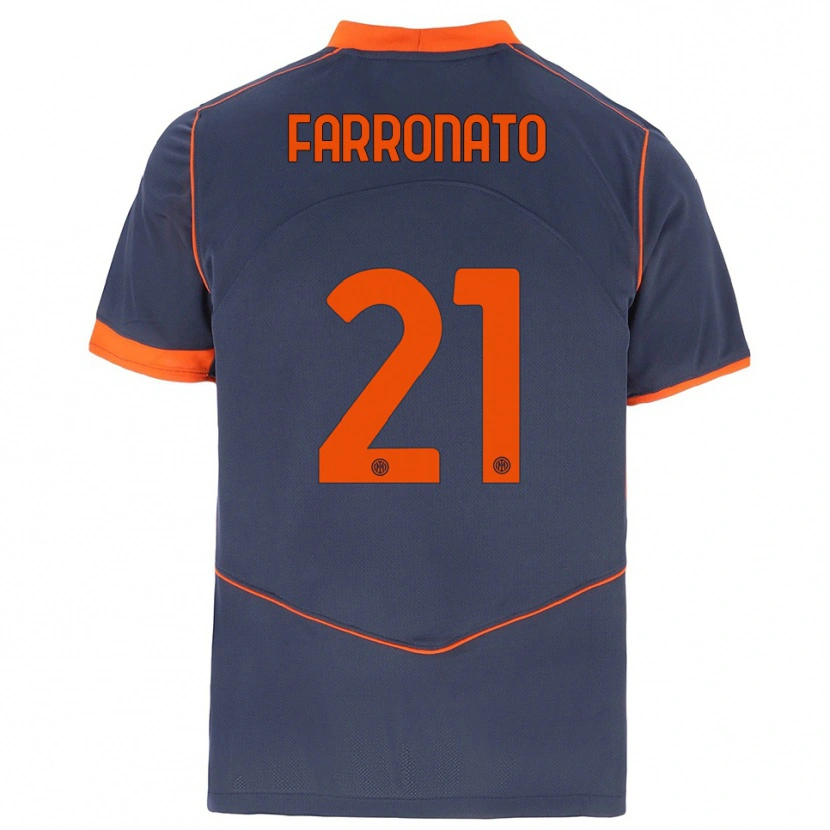 Danxen Niño Camiseta Matteo Farronato #21 Gris Naranja Equipación Tercera 2025/26 La Camisa
