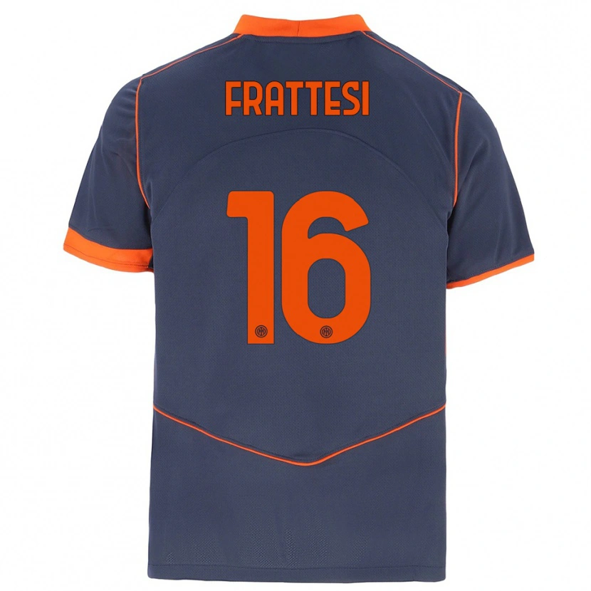 Danxen Niño Camiseta Davide Frattesi #16 Gris Naranja Equipación Tercera 2025/26 La Camisa