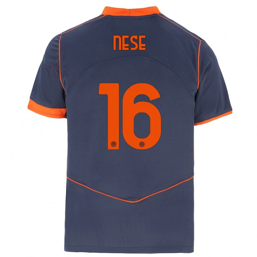 Danxen Niño Camiseta Alessio Nese #16 Gris Naranja Equipación Tercera 2025/26 La Camisa