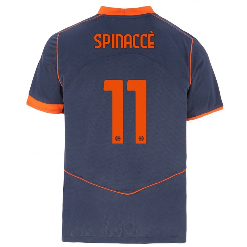 Danxen Niño Camiseta Matteo Spinaccè #11 Gris Naranja Equipación Tercera 2025/26 La Camisa