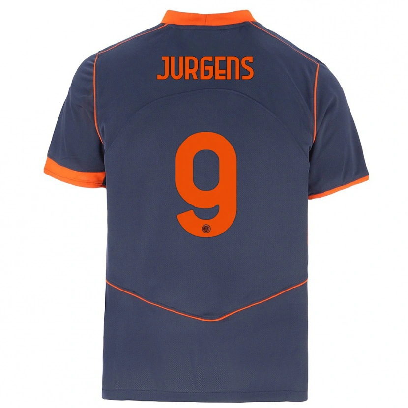 Danxen Niño Camiseta Oliver Jurgens #9 Gris Naranja Equipación Tercera 2025/26 La Camisa