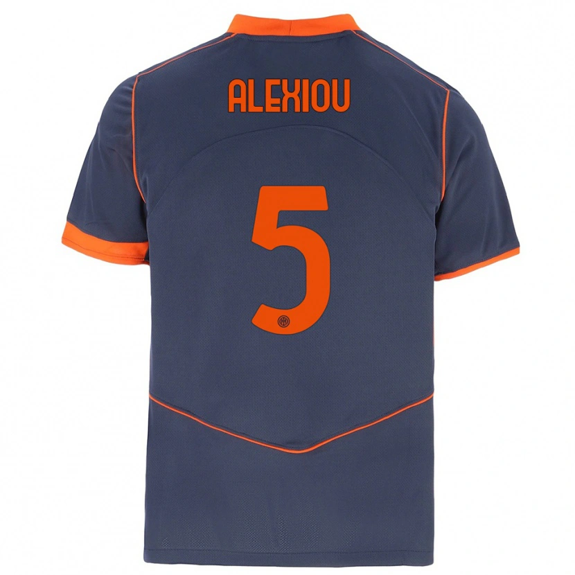 Danxen Niño Camiseta Christos Alexiou #5 Gris Naranja Equipación Tercera 2025/26 La Camisa
