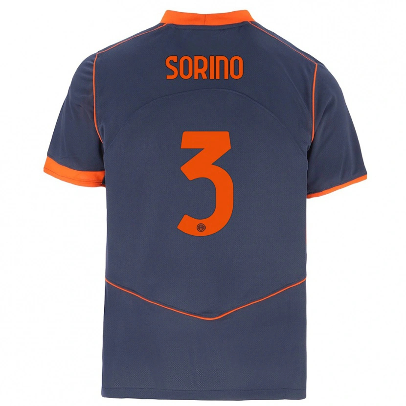 Danxen Niño Camiseta Davide Sorino #3 Gris Naranja Equipación Tercera 2025/26 La Camisa