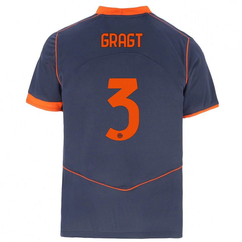 Danxen Niño Camiseta Stefanie Van Der Gragt #3 Gris Naranja Equipación Tercera 2025/26 La Camisa
