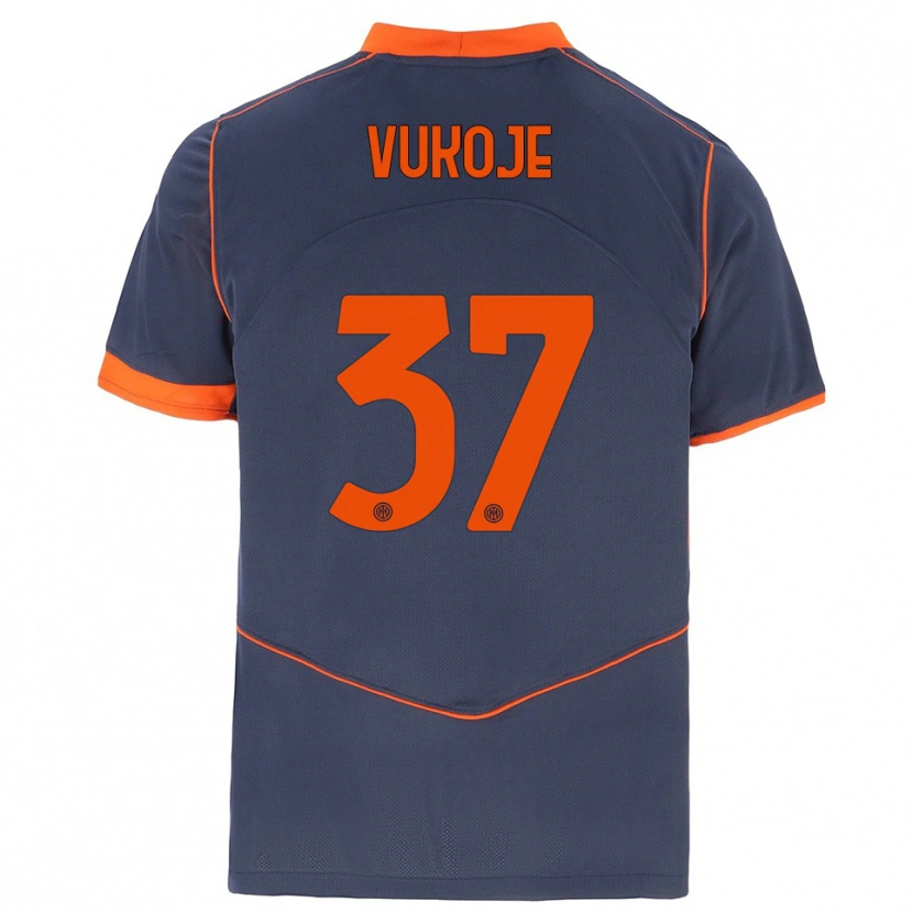 Danxen Niño Camiseta Andrija Vukoje #37 Gris Naranja Equipación Tercera 2025/26 La Camisa