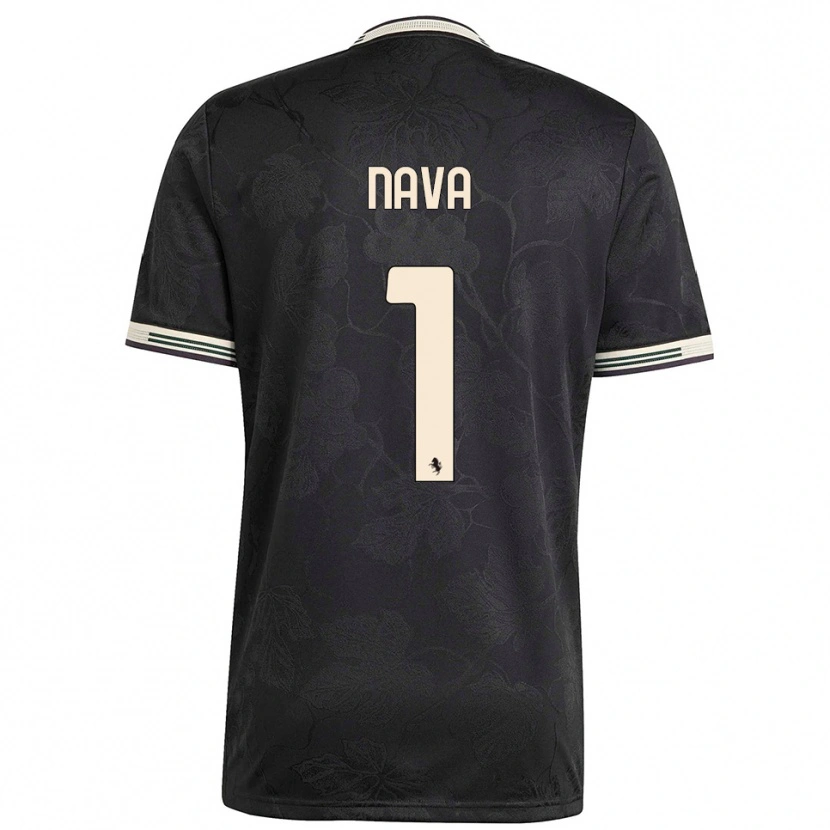 Danxen Niño Camiseta Sebastiano Nava #1 Negro Blanco Verde Equipación Tercera 2025/26 La Camisa