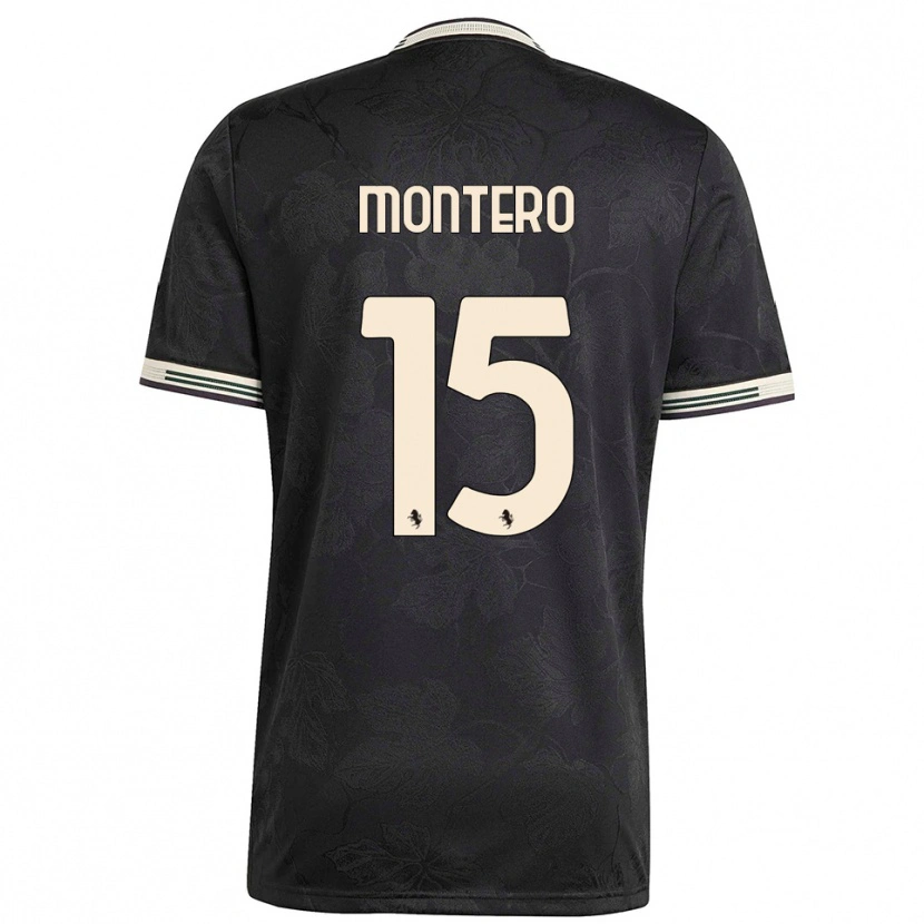 Danxen Niño Camiseta Alfonso Montero #15 Negro Blanco Verde Equipación Tercera 2025/26 La Camisa