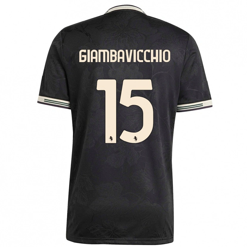 Danxen Niño Camiseta Franco Giambavicchio #15 Negro Blanco Verde Equipación Tercera 2025/26 La Camisa