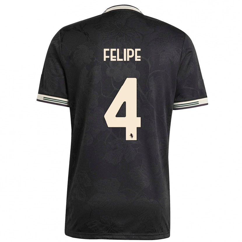 Danxen Niño Camiseta Pedro Felipe #4 Negro Blanco Verde Equipación Tercera 2025/26 La Camisa