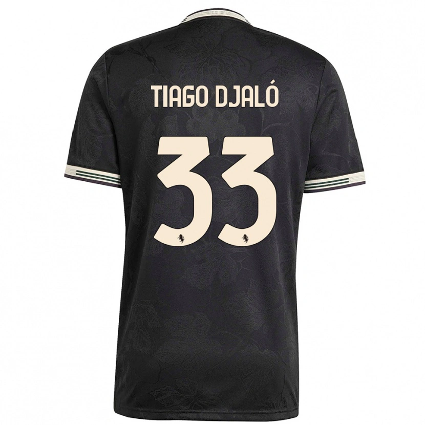 Danxen Niño Camiseta Tiago Djaló #33 Negro Blanco Verde Equipación Tercera 2025/26 La Camisa
