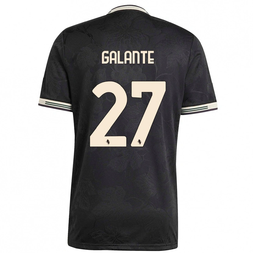 Danxen Niño Camiseta Tommaso Galante #27 Negro Blanco Verde Equipación Tercera 2025/26 La Camisa