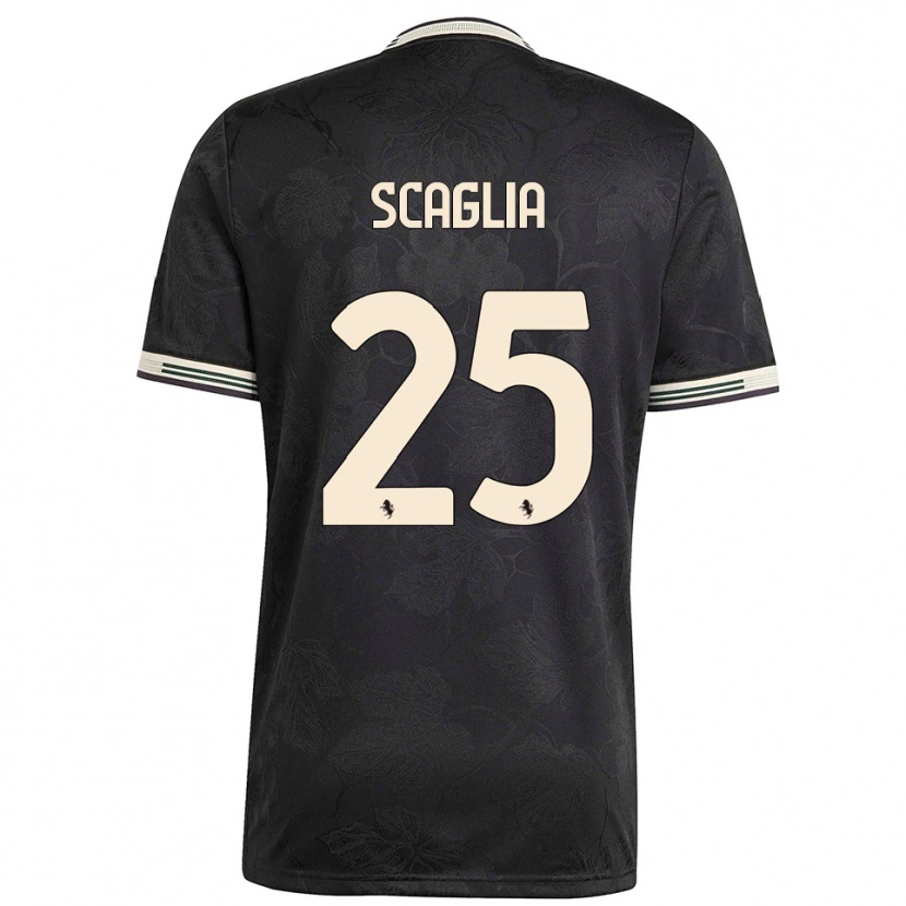 Danxen Niño Camiseta Simone Scaglia #25 Negro Blanco Verde Equipación Tercera 2025/26 La Camisa