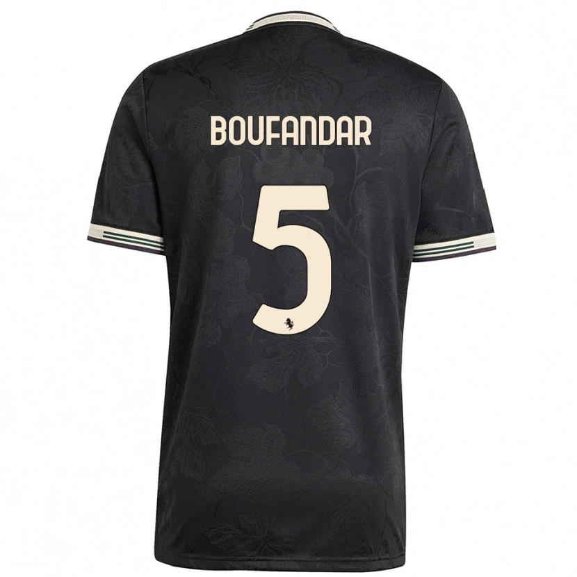 Danxen Niño Camiseta Adam Boufandar #5 Negro Blanco Verde Equipación Tercera 2025/26 La Camisa