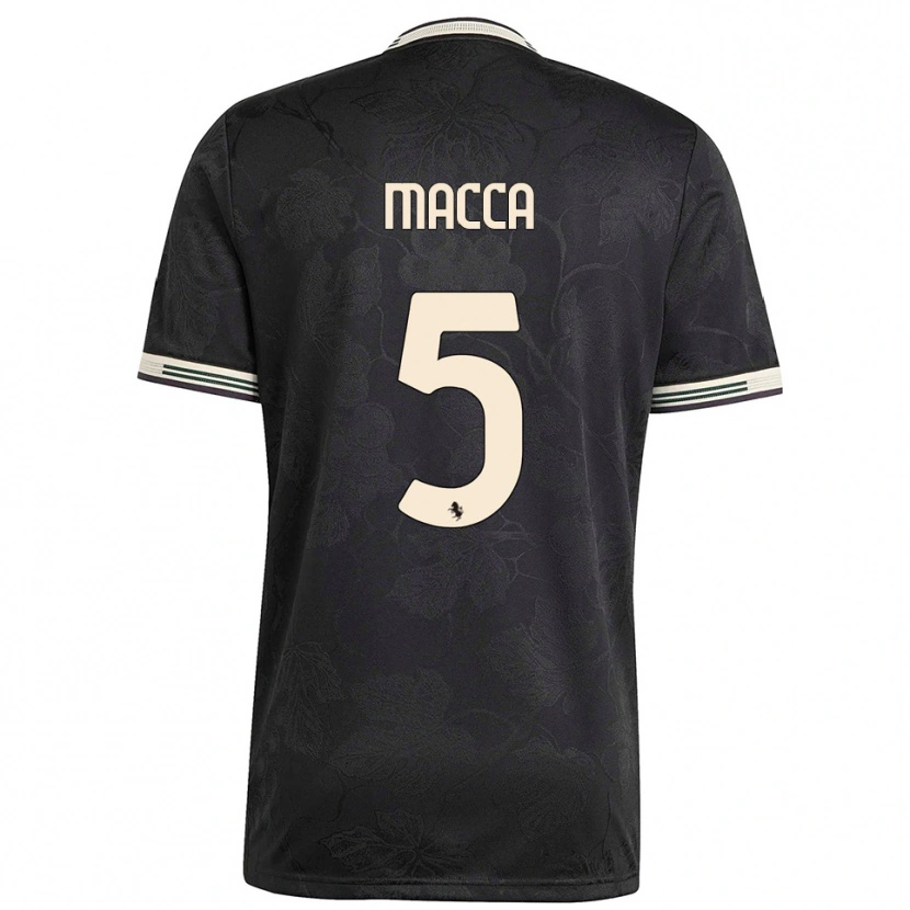 Danxen Niño Camiseta Federico Macca #5 Negro Blanco Verde Equipación Tercera 2025/26 La Camisa