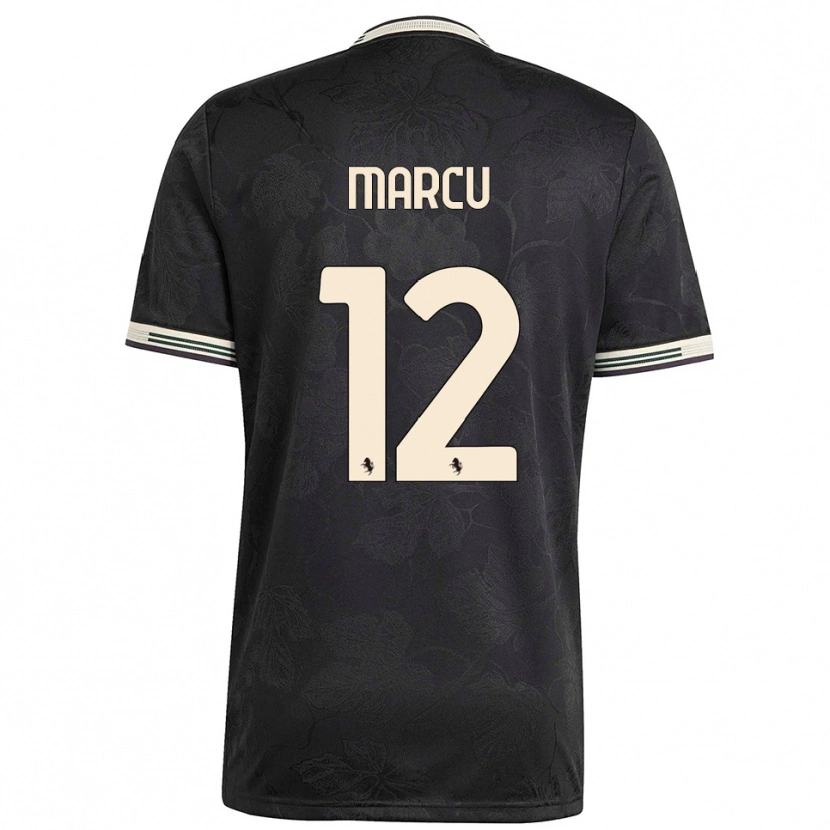 Danxen Niño Camiseta Alessio Marcu #12 Negro Blanco Verde Equipación Tercera 2025/26 La Camisa