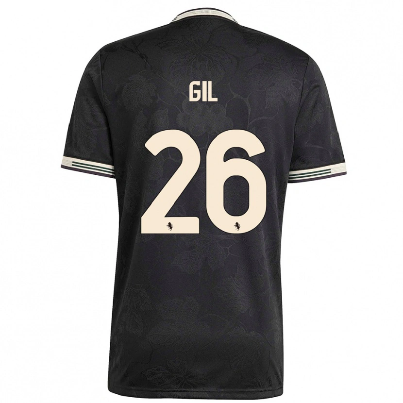 Danxen Niño Camiseta Javier Gil #26 Negro Blanco Verde Equipación Tercera 2025/26 La Camisa