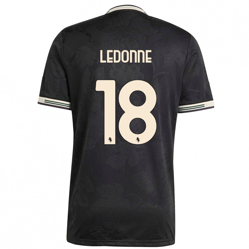 Danxen Niño Camiseta Nicolò Ledonne #18 Negro Blanco Verde Equipación Tercera 2025/26 La Camisa