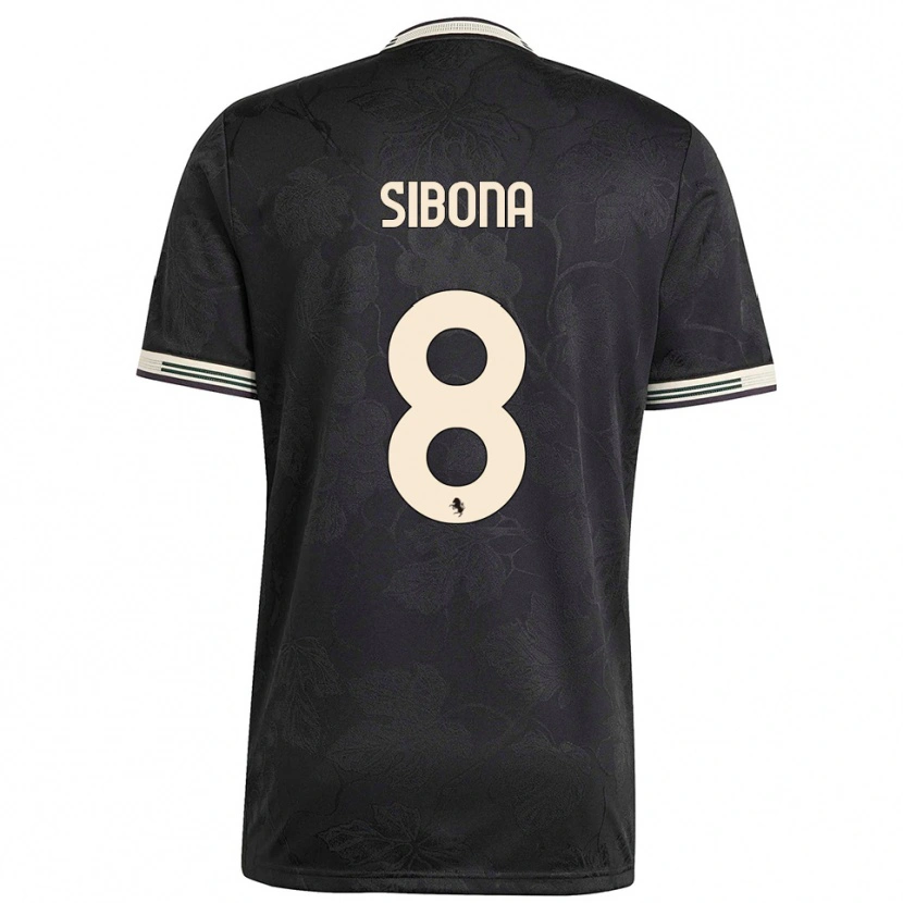 Danxen Niño Camiseta Tommaso Sibona #8 Negro Blanco Verde Equipación Tercera 2025/26 La Camisa